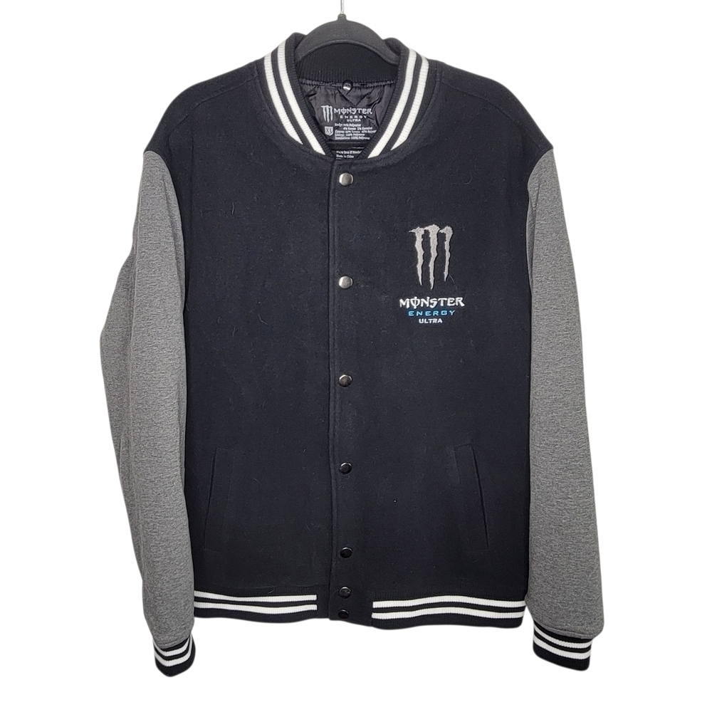 Monster Energy Ultra Varsity Jacket Size XL in Grey Black Rare Promo